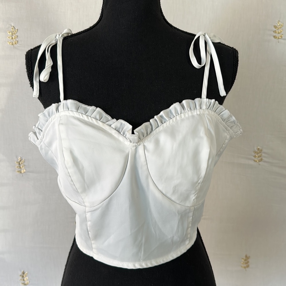 Plus Frill Trimed Crop Cami Top